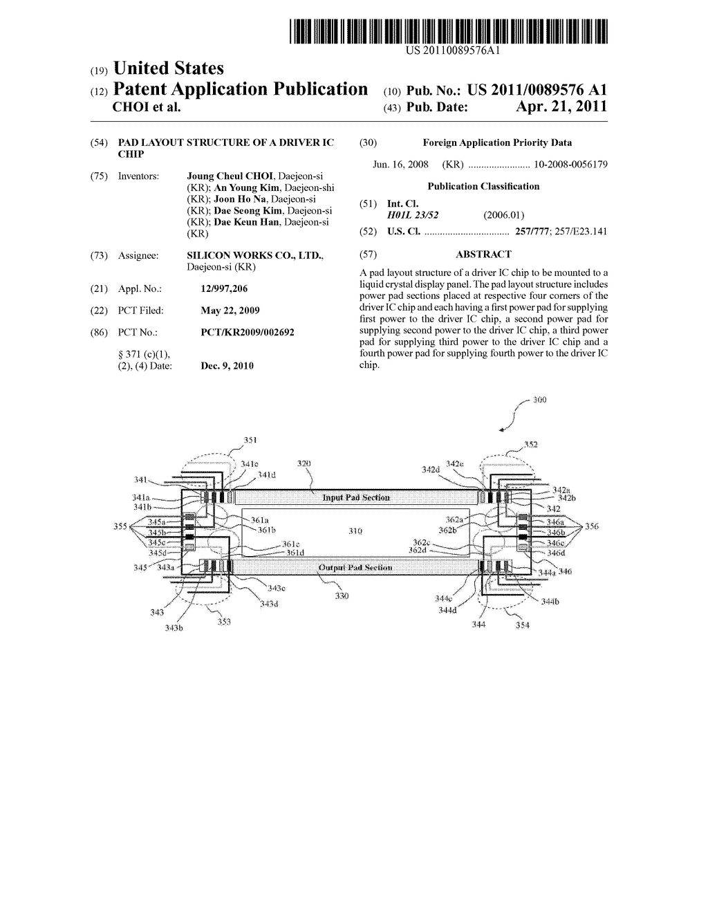 PAD LAYOUT STRUCTURE OF A DRIVER IC CHIP - diagram, schematic, and image 01