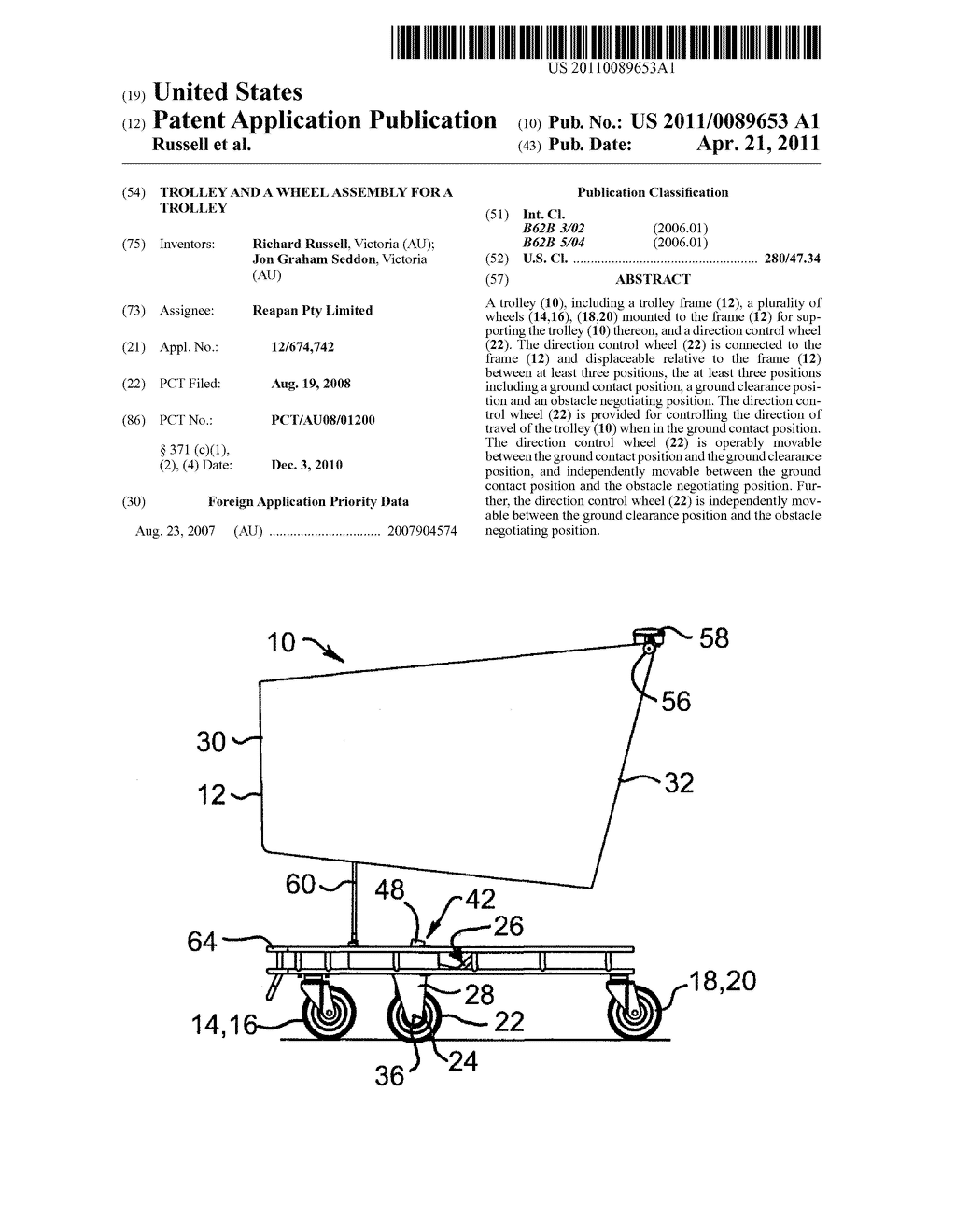 TROLLEY AND A WHEEL ASSEMBLY FOR A TROLLEY - diagram, schematic, and image 01