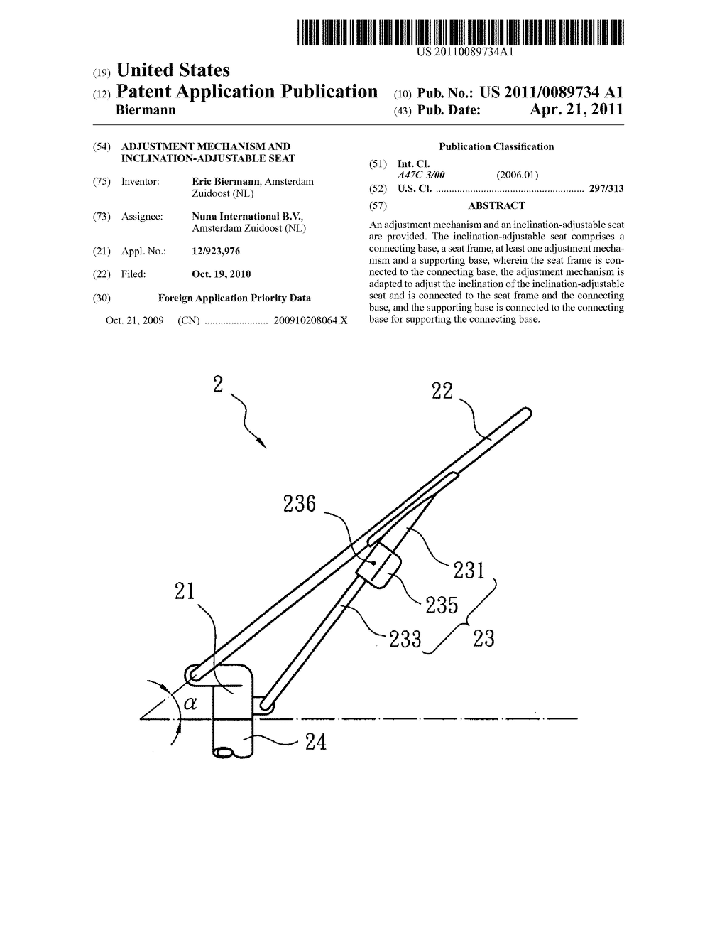 Adjustment mechanism and inclination-adjustable seat - diagram, schematic, and image 01