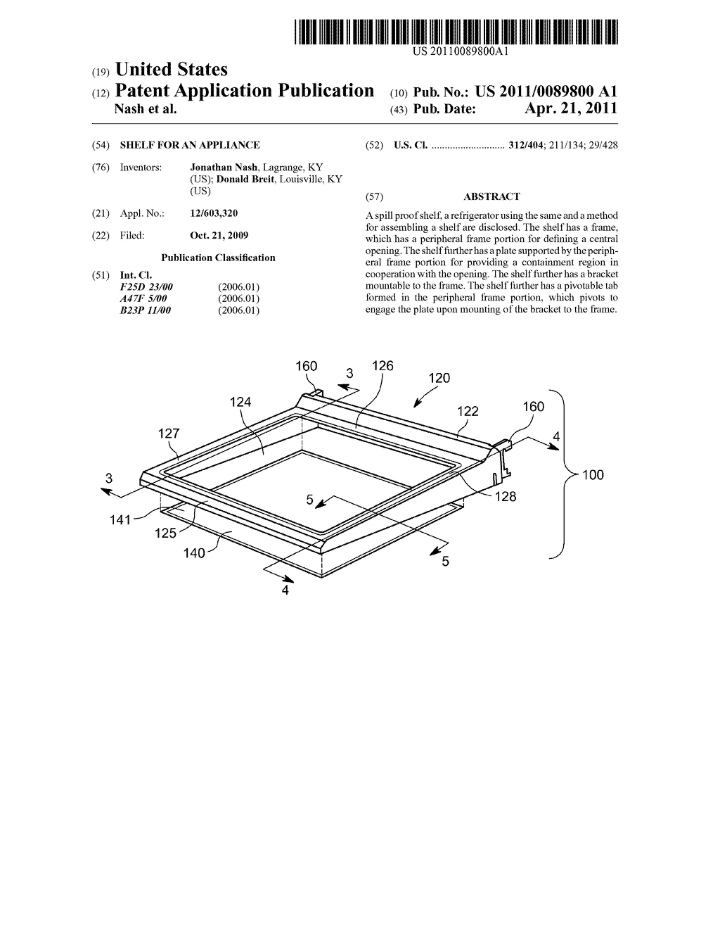 SHELF FOR AN APPLIANCE - diagram, schematic, and image 01