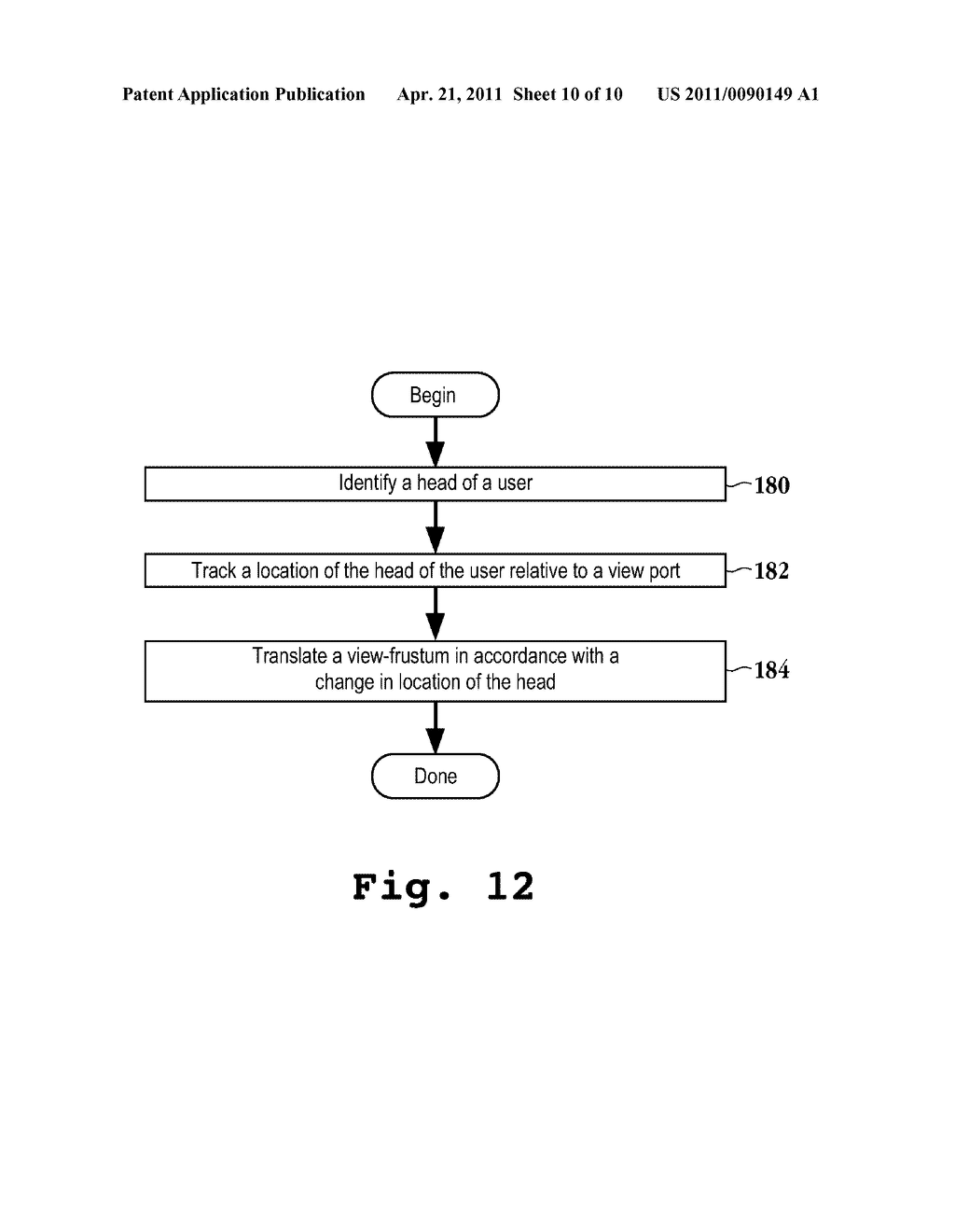 METHOD AND APPARATUS FOR ADJUSTING A VIEW OF A SCENE BEING DISPLAYED ACCORDING TO TRACKED HEAD MOTION - diagram, schematic, and image 11