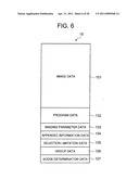 IMAGING APPARATUS INCLUDING FUNCTION FOR PERFORMING IMAGING IN ACCORDANCE WITH SETS OF IMAGING PARAMETERS CORRESPONDING TO PRE-REGISTERED IMAGING SCENES, AND METHOD AND RECORDING MEDIUM HAVING PROGRAM STORED THEREON FOR THE SAME diagram and image