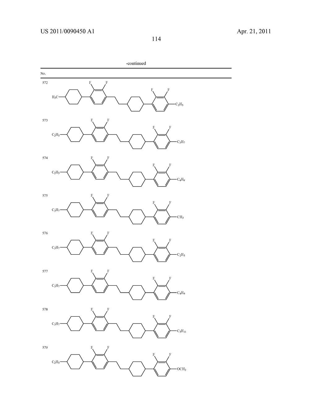 FOUR-RING LIQUID CRYSTAL COMPOUND HAVING LATERAL FLUORINE, LIQUID CRYSTAL COMPOSITION AND LIQUID CRYSTAL DISPLAY DEVICE - diagram, schematic, and image 115