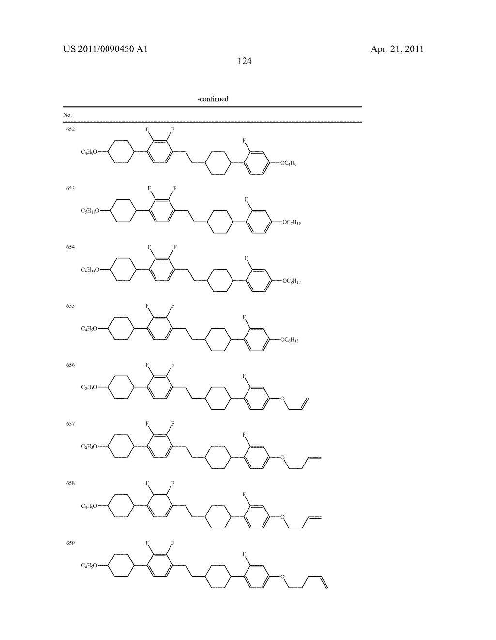 FOUR-RING LIQUID CRYSTAL COMPOUND HAVING LATERAL FLUORINE, LIQUID CRYSTAL COMPOSITION AND LIQUID CRYSTAL DISPLAY DEVICE - diagram, schematic, and image 125