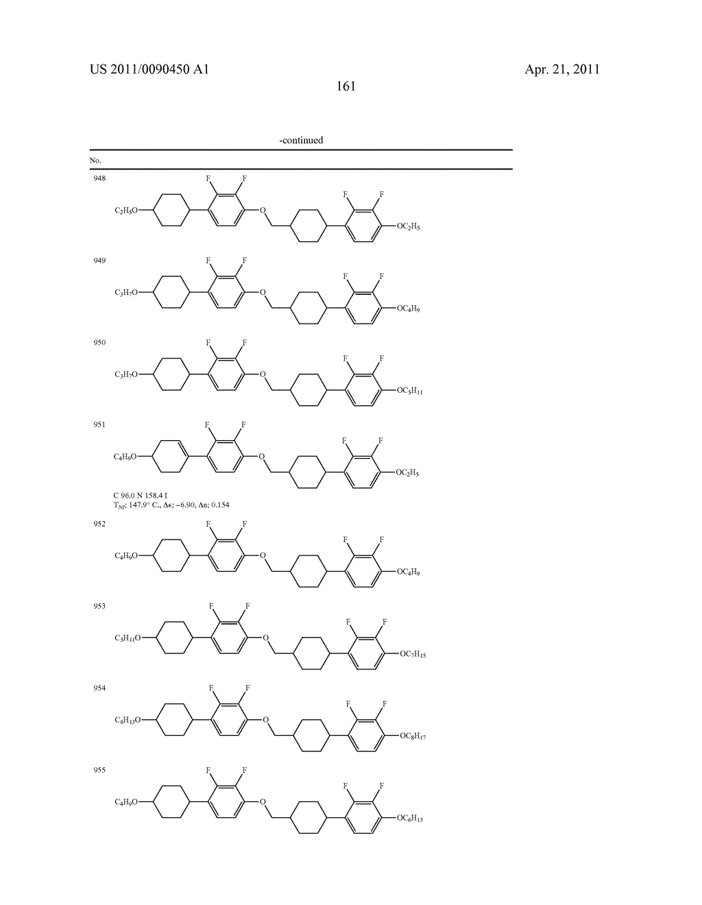 FOUR-RING LIQUID CRYSTAL COMPOUND HAVING LATERAL FLUORINE, LIQUID CRYSTAL COMPOSITION AND LIQUID CRYSTAL DISPLAY DEVICE - diagram, schematic, and image 162