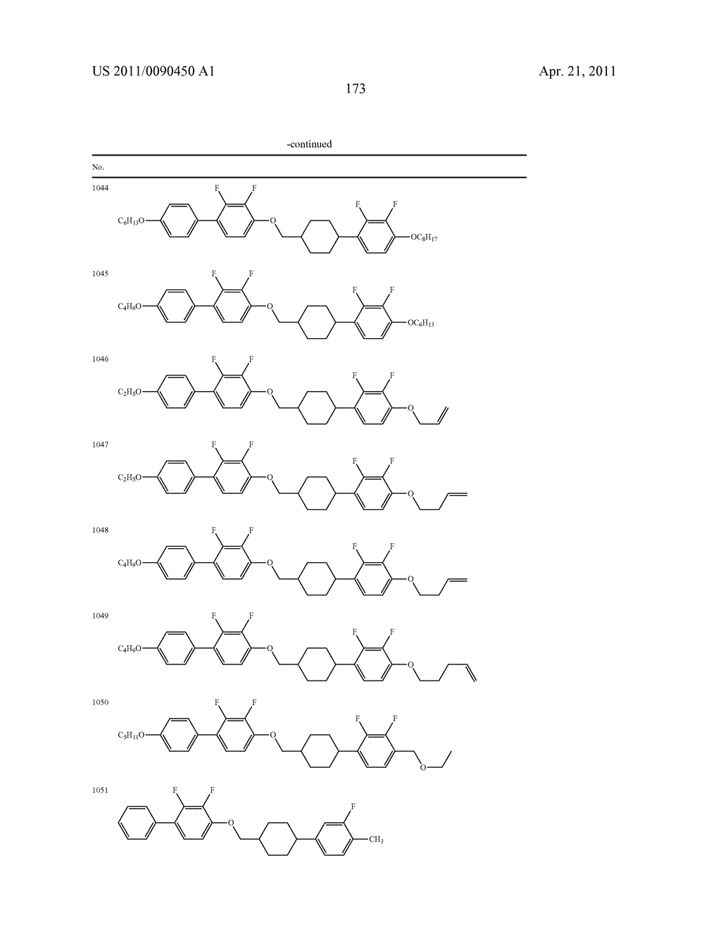 FOUR-RING LIQUID CRYSTAL COMPOUND HAVING LATERAL FLUORINE, LIQUID CRYSTAL COMPOSITION AND LIQUID CRYSTAL DISPLAY DEVICE - diagram, schematic, and image 174