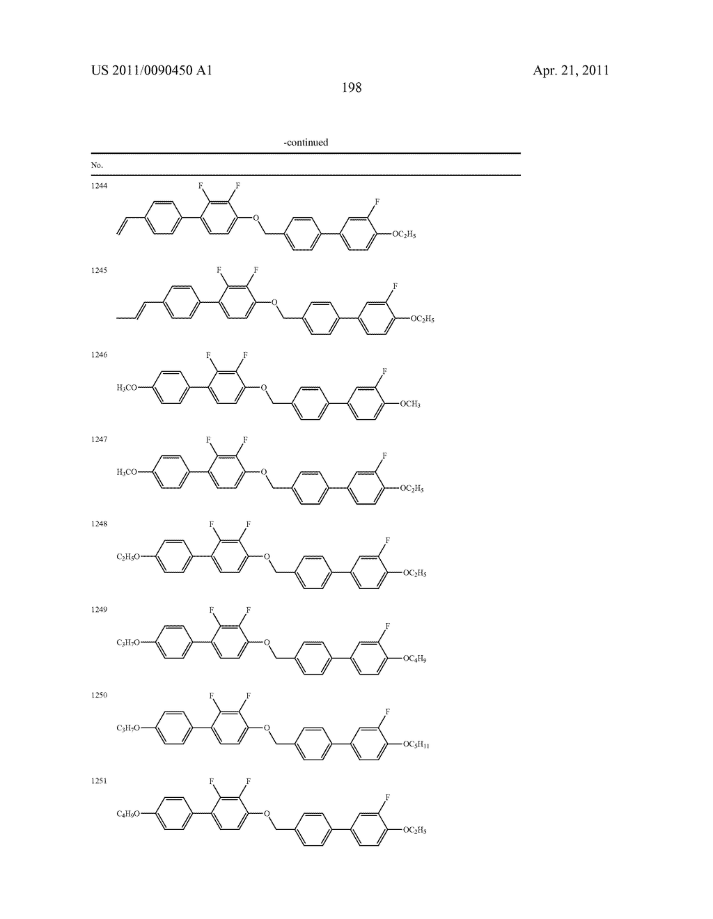 FOUR-RING LIQUID CRYSTAL COMPOUND HAVING LATERAL FLUORINE, LIQUID CRYSTAL COMPOSITION AND LIQUID CRYSTAL DISPLAY DEVICE - diagram, schematic, and image 199