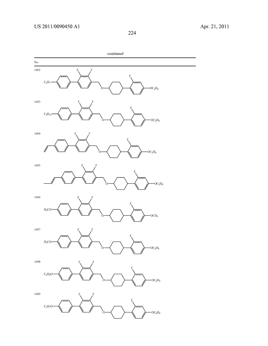 FOUR-RING LIQUID CRYSTAL COMPOUND HAVING LATERAL FLUORINE, LIQUID CRYSTAL COMPOSITION AND LIQUID CRYSTAL DISPLAY DEVICE - diagram, schematic, and image 225