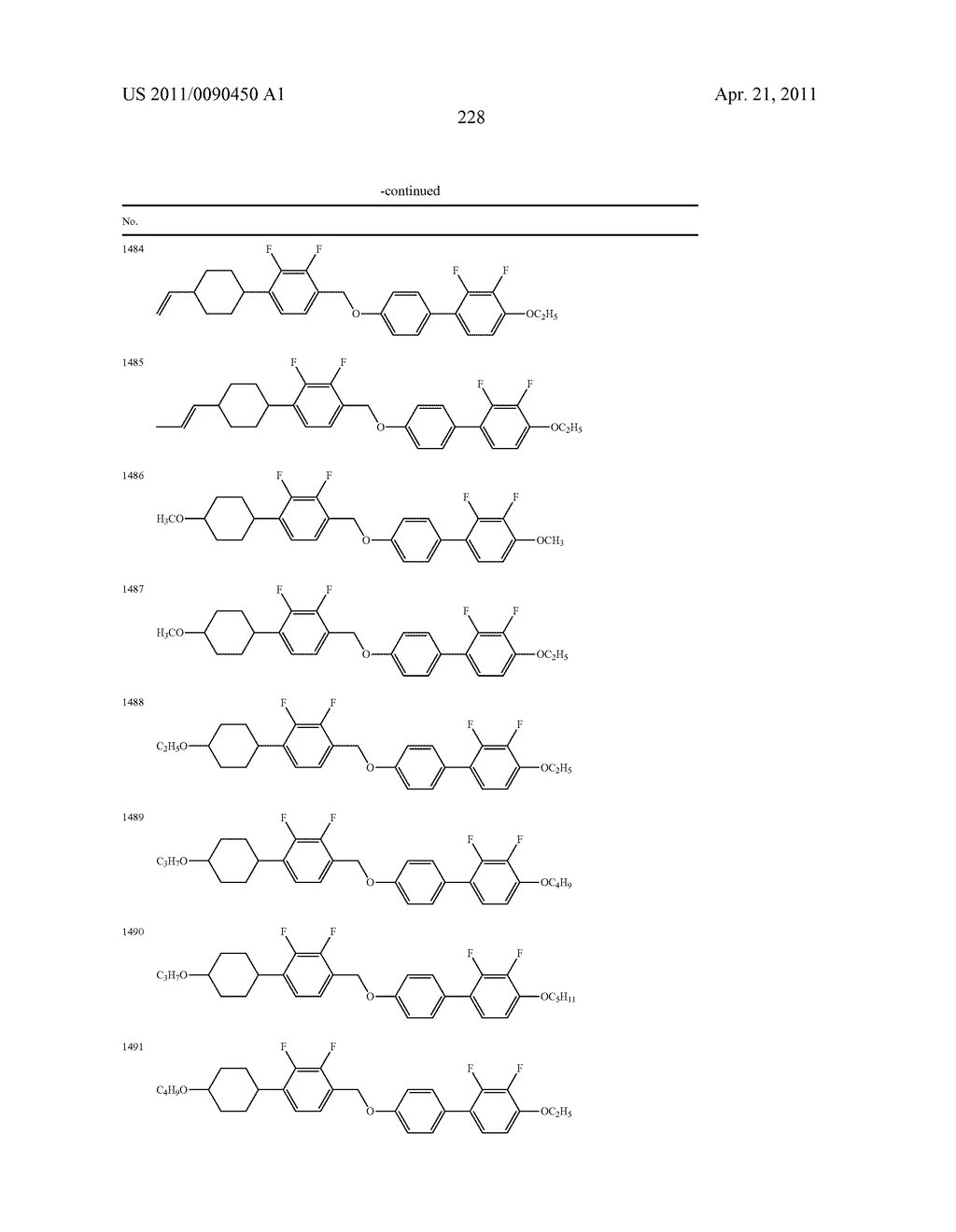 FOUR-RING LIQUID CRYSTAL COMPOUND HAVING LATERAL FLUORINE, LIQUID CRYSTAL COMPOSITION AND LIQUID CRYSTAL DISPLAY DEVICE - diagram, schematic, and image 229