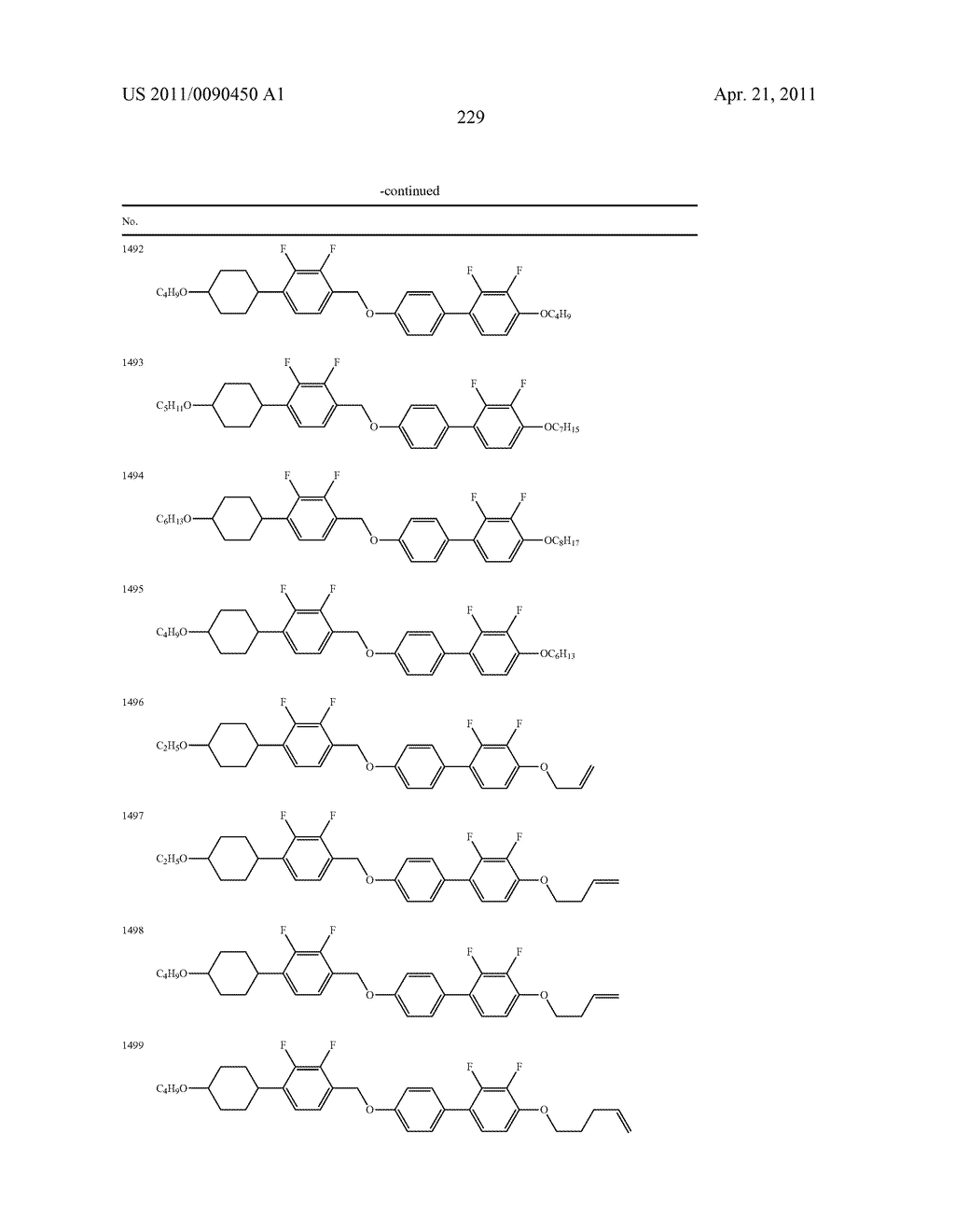 FOUR-RING LIQUID CRYSTAL COMPOUND HAVING LATERAL FLUORINE, LIQUID CRYSTAL COMPOSITION AND LIQUID CRYSTAL DISPLAY DEVICE - diagram, schematic, and image 230