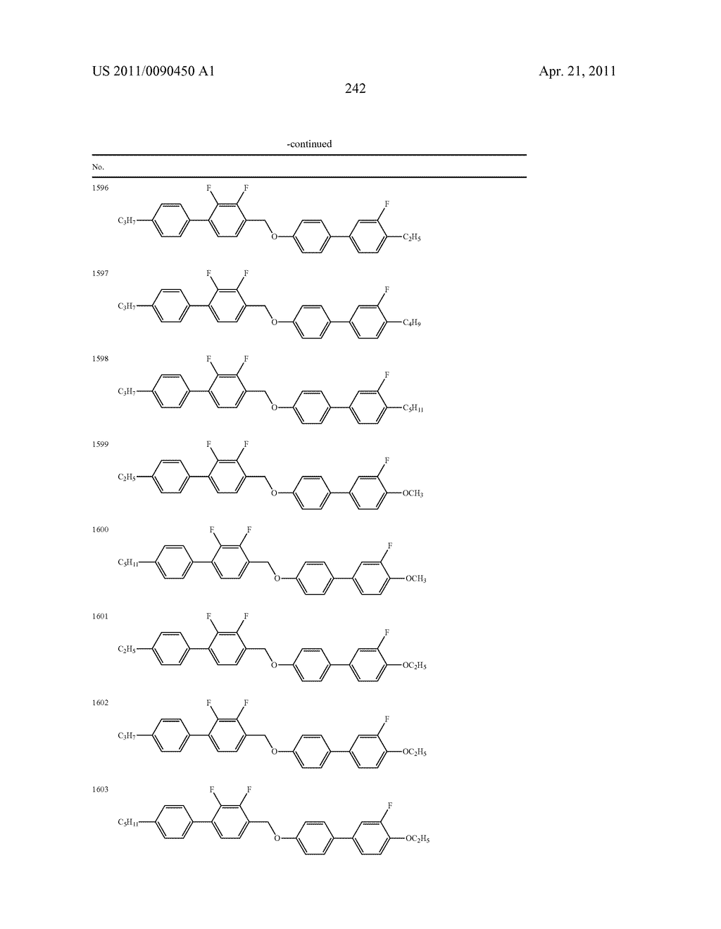 FOUR-RING LIQUID CRYSTAL COMPOUND HAVING LATERAL FLUORINE, LIQUID CRYSTAL COMPOSITION AND LIQUID CRYSTAL DISPLAY DEVICE - diagram, schematic, and image 243