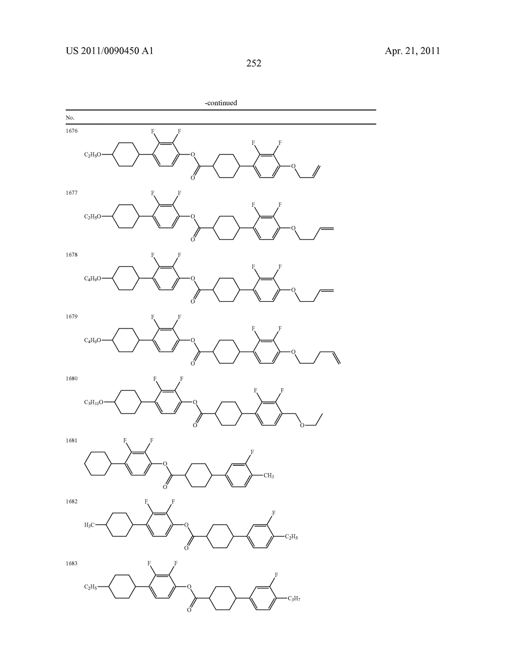 FOUR-RING LIQUID CRYSTAL COMPOUND HAVING LATERAL FLUORINE, LIQUID CRYSTAL COMPOSITION AND LIQUID CRYSTAL DISPLAY DEVICE - diagram, schematic, and image 253