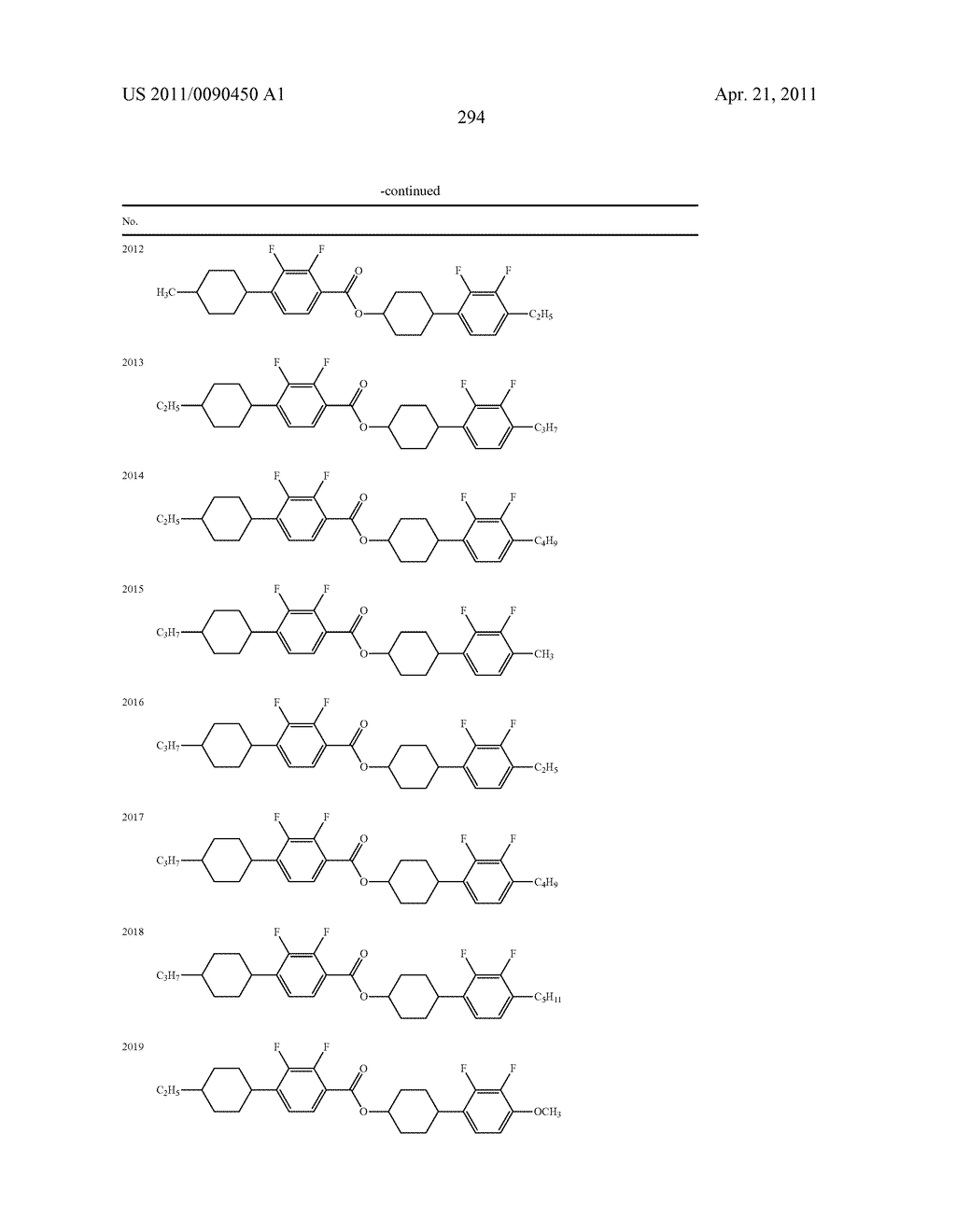 FOUR-RING LIQUID CRYSTAL COMPOUND HAVING LATERAL FLUORINE, LIQUID CRYSTAL COMPOSITION AND LIQUID CRYSTAL DISPLAY DEVICE - diagram, schematic, and image 295