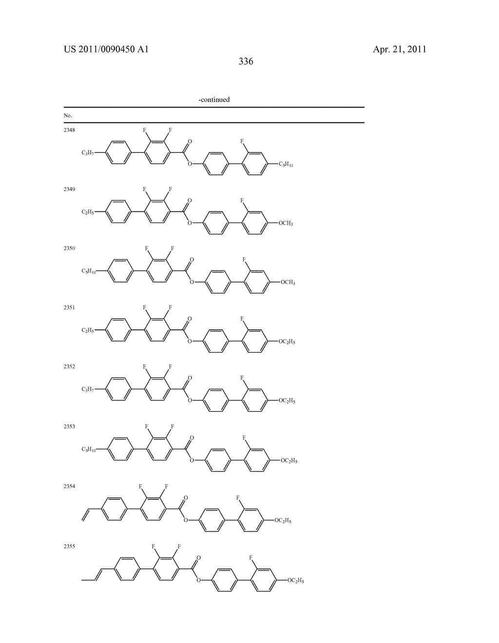 FOUR-RING LIQUID CRYSTAL COMPOUND HAVING LATERAL FLUORINE, LIQUID CRYSTAL COMPOSITION AND LIQUID CRYSTAL DISPLAY DEVICE - diagram, schematic, and image 337