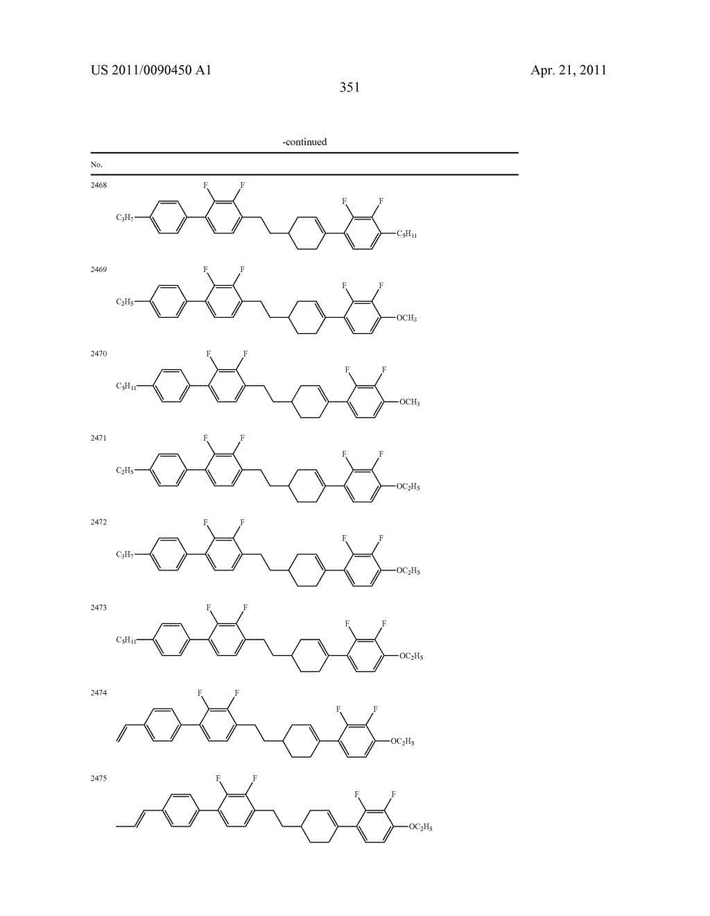 FOUR-RING LIQUID CRYSTAL COMPOUND HAVING LATERAL FLUORINE, LIQUID CRYSTAL COMPOSITION AND LIQUID CRYSTAL DISPLAY DEVICE - diagram, schematic, and image 352