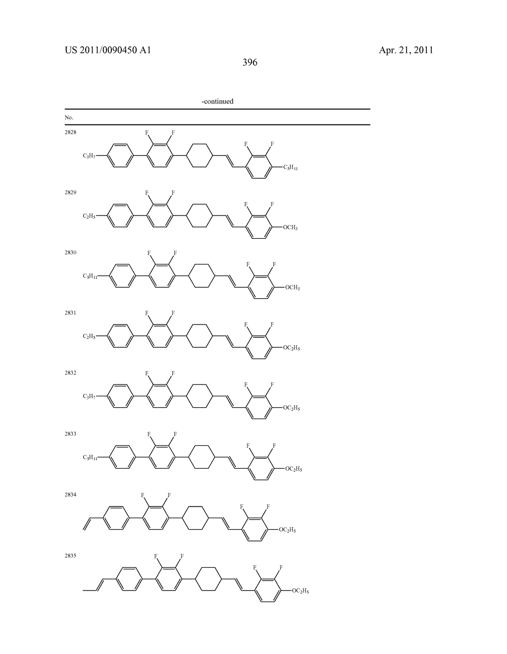 FOUR-RING LIQUID CRYSTAL COMPOUND HAVING LATERAL FLUORINE, LIQUID CRYSTAL COMPOSITION AND LIQUID CRYSTAL DISPLAY DEVICE - diagram, schematic, and image 397