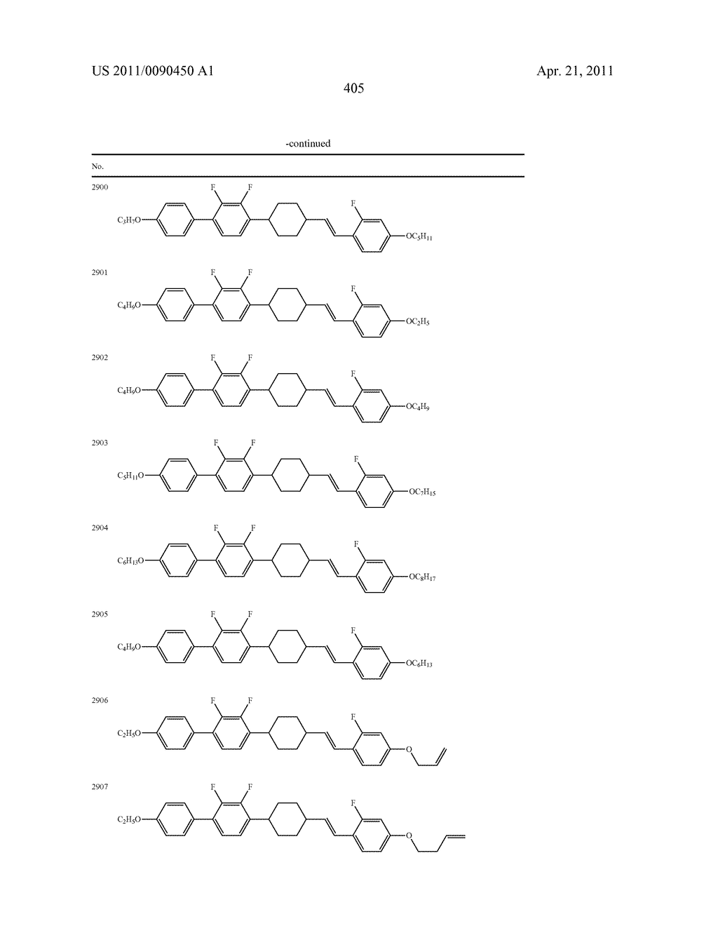 FOUR-RING LIQUID CRYSTAL COMPOUND HAVING LATERAL FLUORINE, LIQUID CRYSTAL COMPOSITION AND LIQUID CRYSTAL DISPLAY DEVICE - diagram, schematic, and image 406