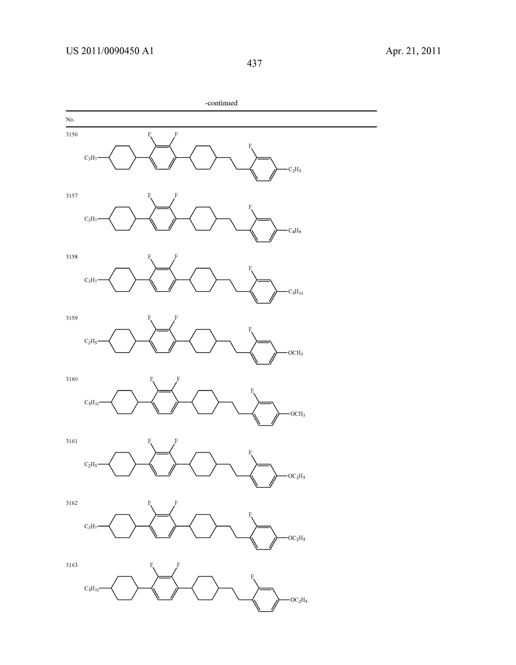 FOUR-RING LIQUID CRYSTAL COMPOUND HAVING LATERAL FLUORINE, LIQUID CRYSTAL COMPOSITION AND LIQUID CRYSTAL DISPLAY DEVICE - diagram, schematic, and image 438