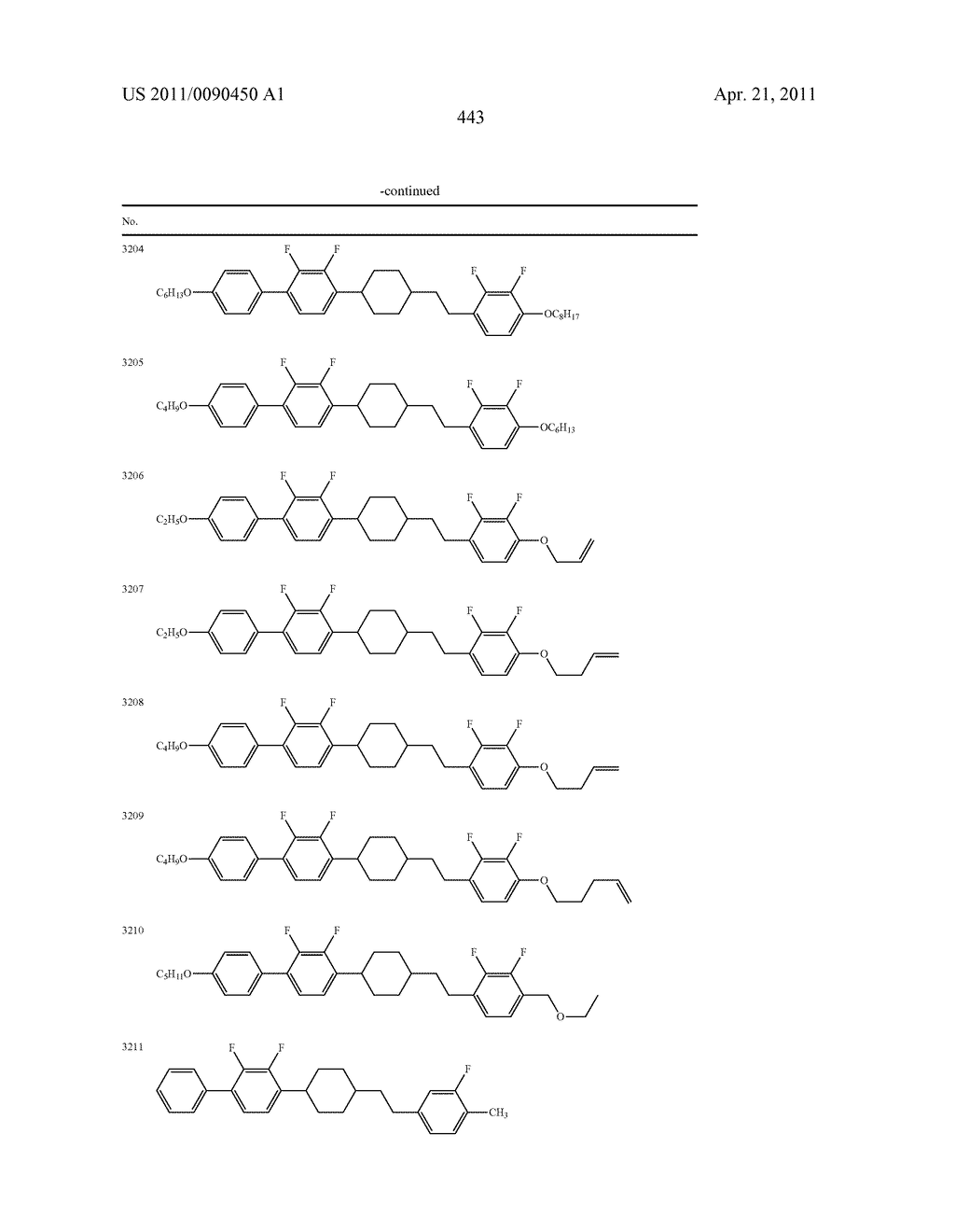 FOUR-RING LIQUID CRYSTAL COMPOUND HAVING LATERAL FLUORINE, LIQUID CRYSTAL COMPOSITION AND LIQUID CRYSTAL DISPLAY DEVICE - diagram, schematic, and image 444