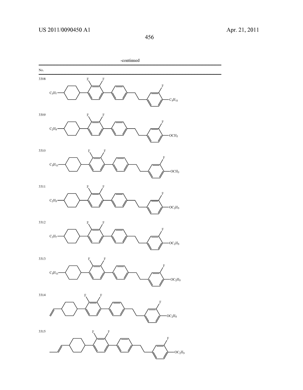 FOUR-RING LIQUID CRYSTAL COMPOUND HAVING LATERAL FLUORINE, LIQUID CRYSTAL COMPOSITION AND LIQUID CRYSTAL DISPLAY DEVICE - diagram, schematic, and image 457