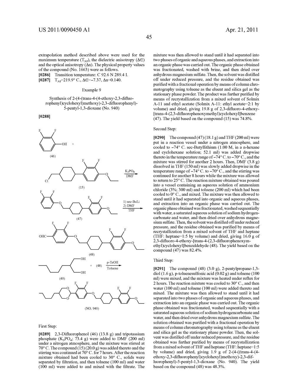 FOUR-RING LIQUID CRYSTAL COMPOUND HAVING LATERAL FLUORINE, LIQUID CRYSTAL COMPOSITION AND LIQUID CRYSTAL DISPLAY DEVICE - diagram, schematic, and image 46