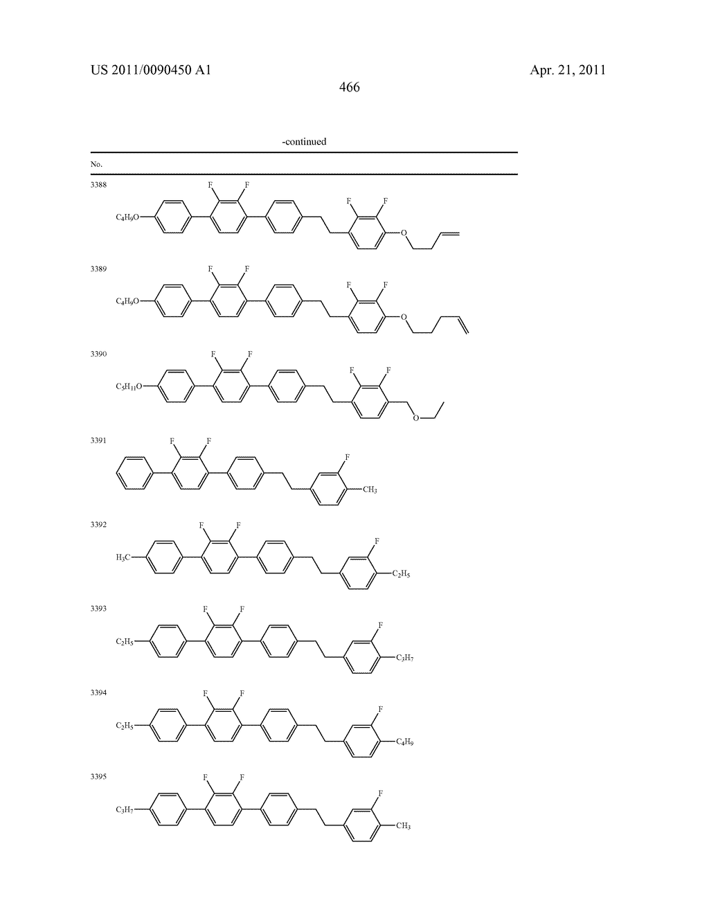 FOUR-RING LIQUID CRYSTAL COMPOUND HAVING LATERAL FLUORINE, LIQUID CRYSTAL COMPOSITION AND LIQUID CRYSTAL DISPLAY DEVICE - diagram, schematic, and image 467