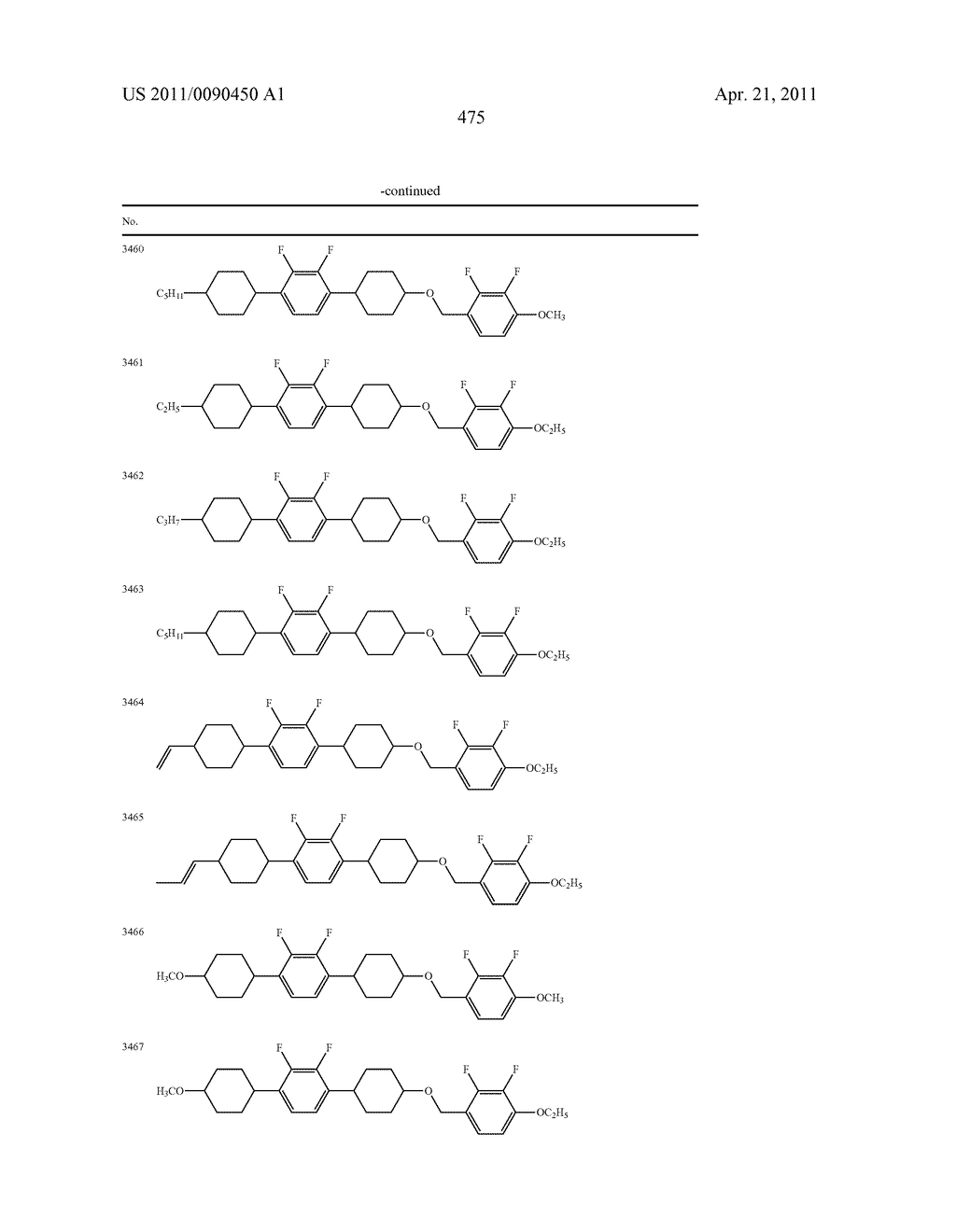 FOUR-RING LIQUID CRYSTAL COMPOUND HAVING LATERAL FLUORINE, LIQUID CRYSTAL COMPOSITION AND LIQUID CRYSTAL DISPLAY DEVICE - diagram, schematic, and image 476