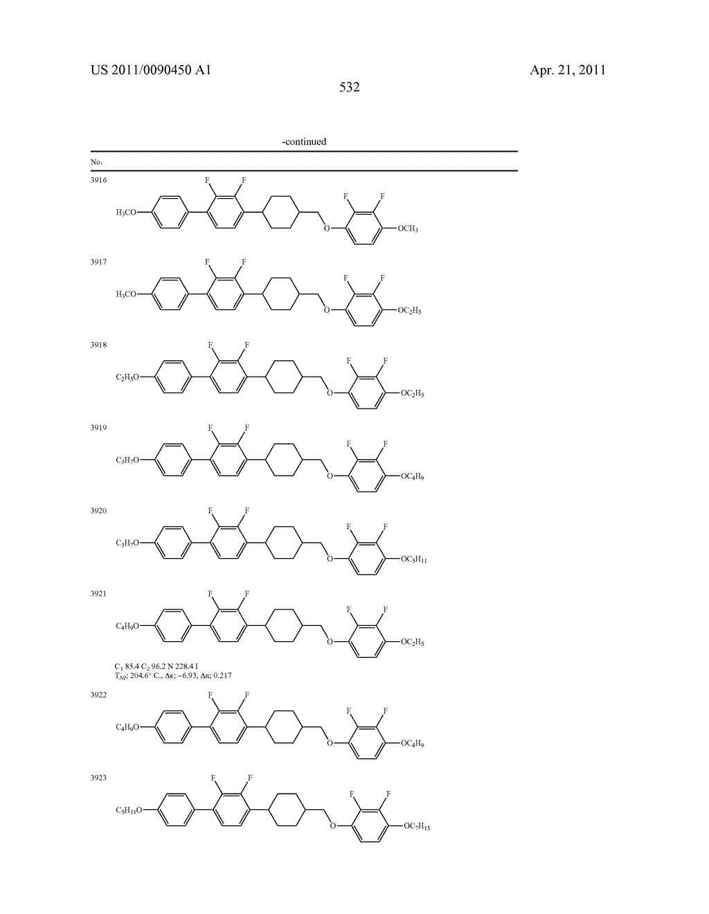 FOUR-RING LIQUID CRYSTAL COMPOUND HAVING LATERAL FLUORINE, LIQUID CRYSTAL COMPOSITION AND LIQUID CRYSTAL DISPLAY DEVICE - diagram, schematic, and image 533