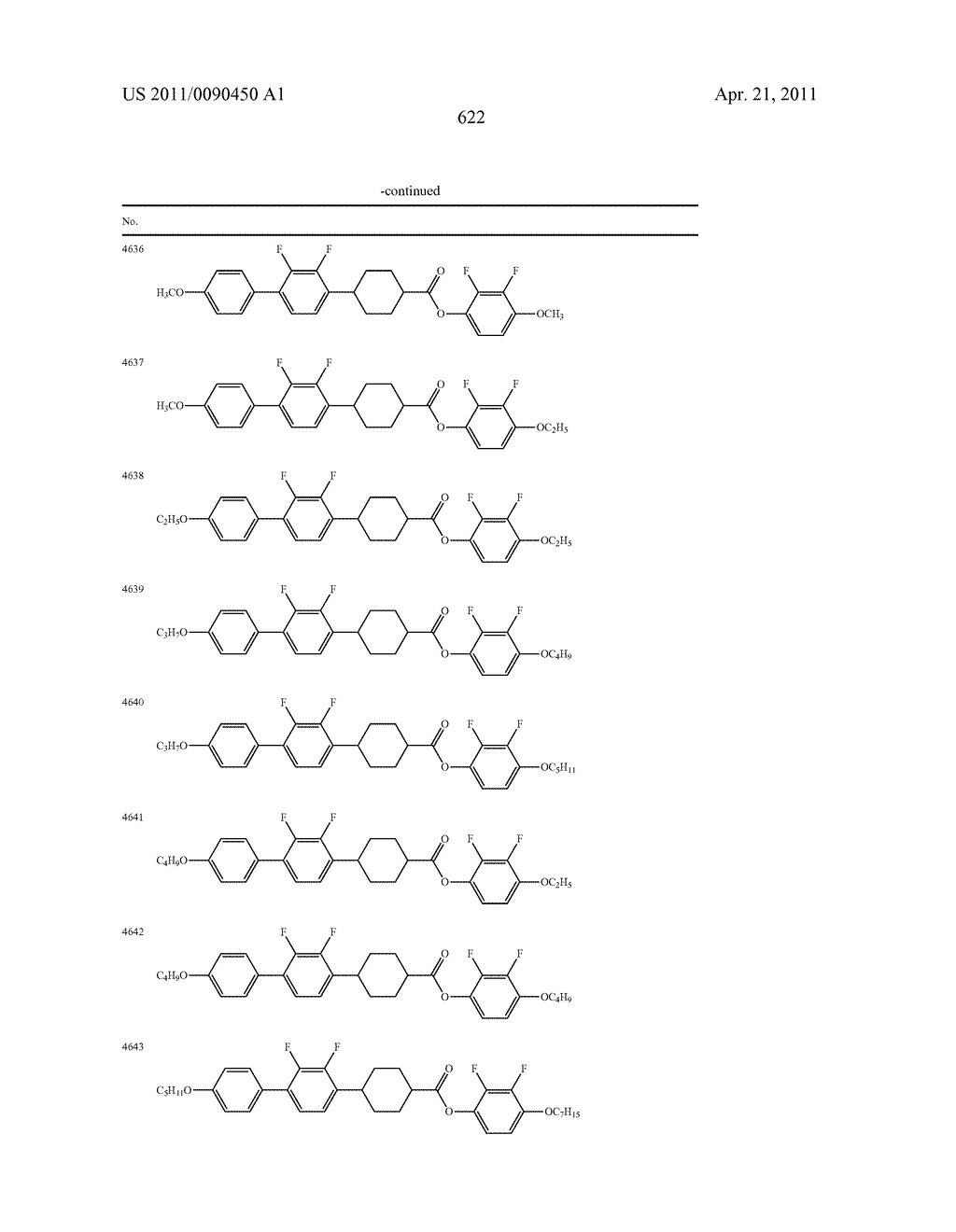 FOUR-RING LIQUID CRYSTAL COMPOUND HAVING LATERAL FLUORINE, LIQUID CRYSTAL COMPOSITION AND LIQUID CRYSTAL DISPLAY DEVICE - diagram, schematic, and image 623