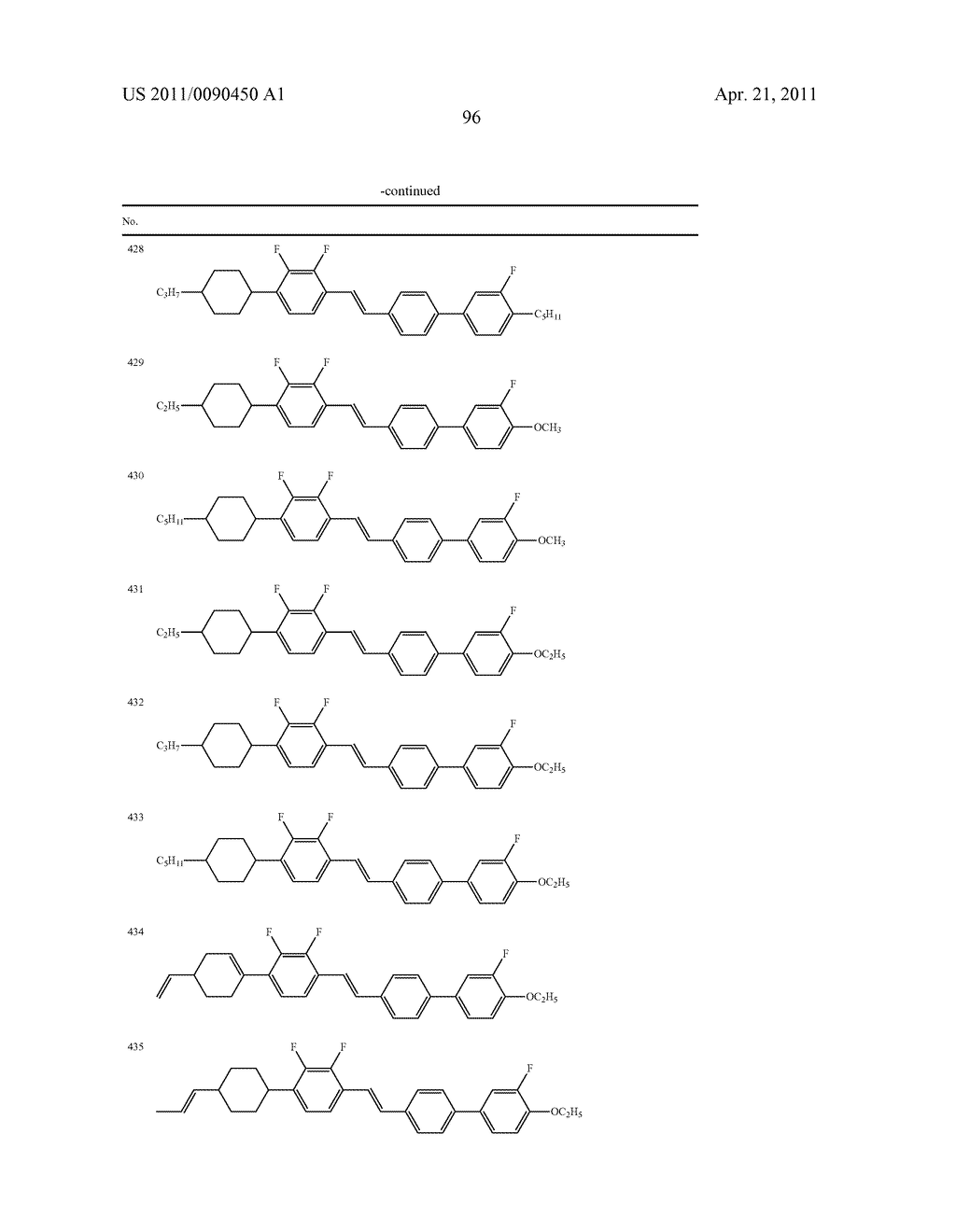 FOUR-RING LIQUID CRYSTAL COMPOUND HAVING LATERAL FLUORINE, LIQUID CRYSTAL COMPOSITION AND LIQUID CRYSTAL DISPLAY DEVICE - diagram, schematic, and image 97