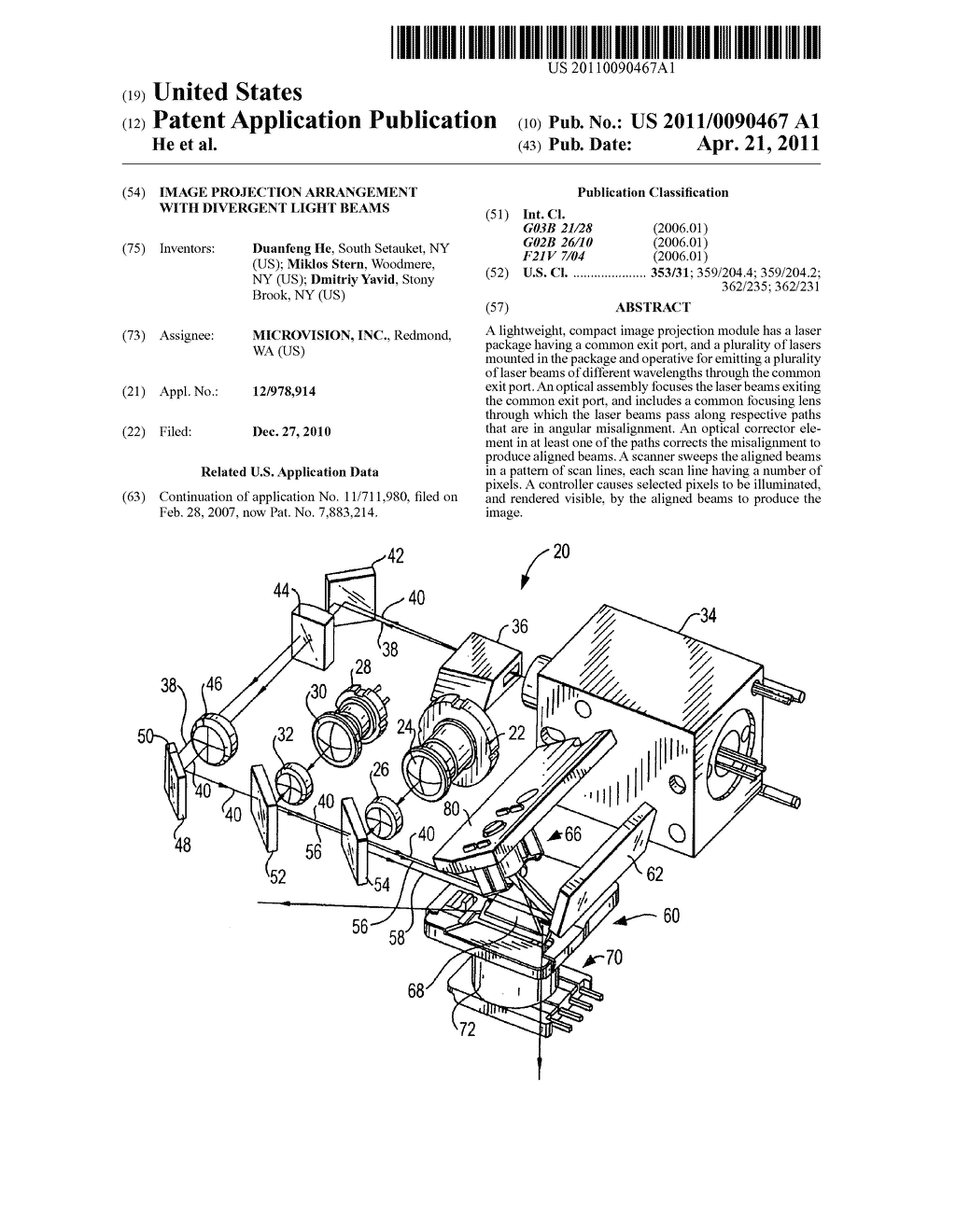 Image Projection Arrangement with Divergent Light Beams - diagram, schematic, and image 01