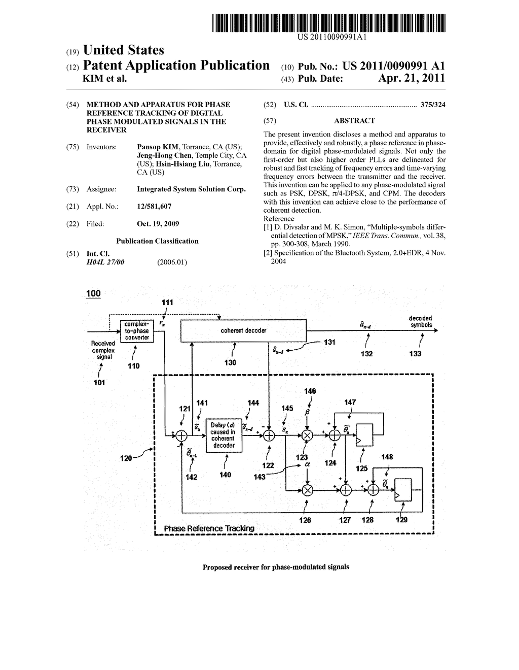 METHOD AND APPARATUS FOR PHASE REFERENCE TRACKING OF DIGITAL PHASE MODULATED SIGNALS IN THE RECEIVER - diagram, schematic, and image 01