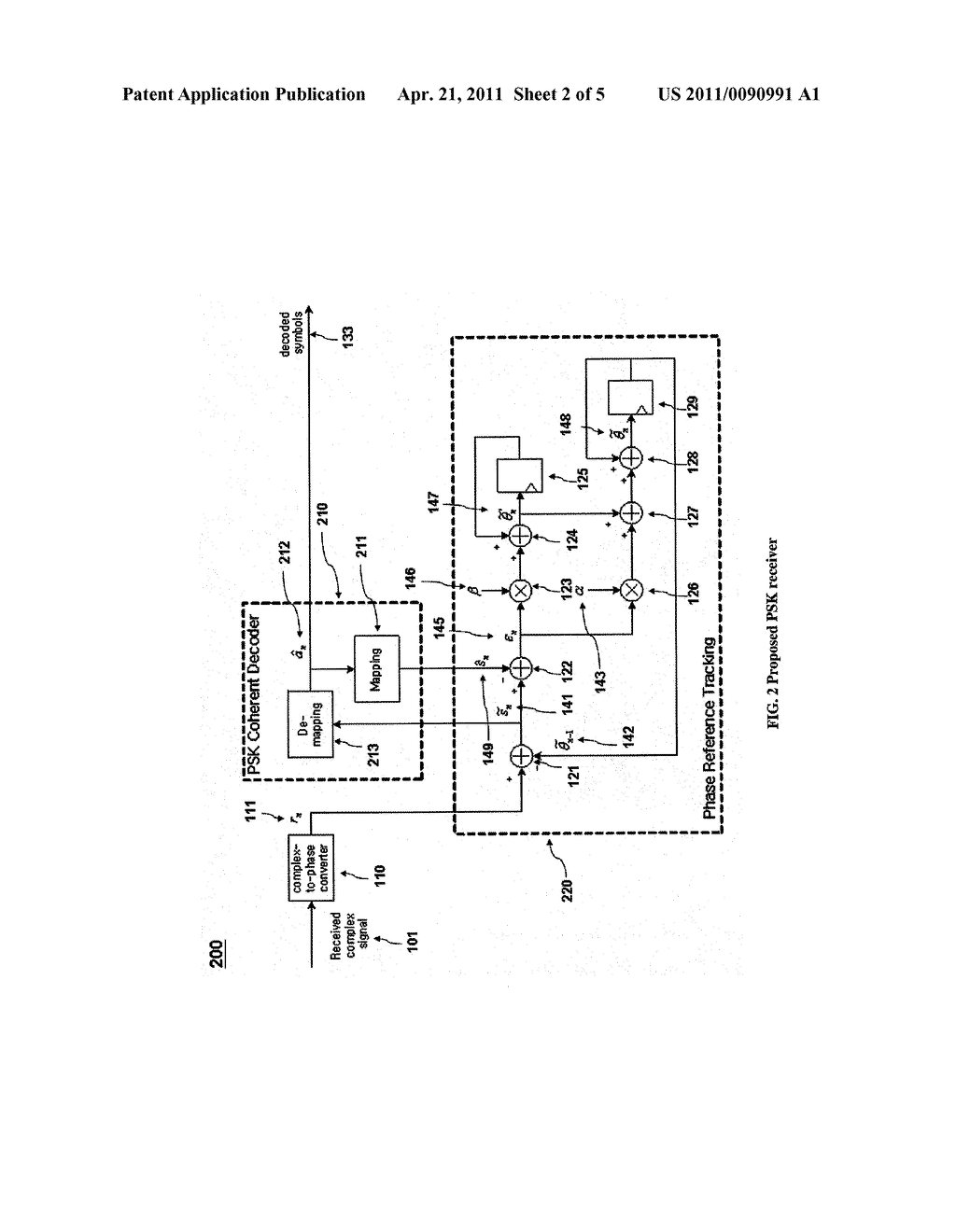 METHOD AND APPARATUS FOR PHASE REFERENCE TRACKING OF DIGITAL PHASE MODULATED SIGNALS IN THE RECEIVER - diagram, schematic, and image 03