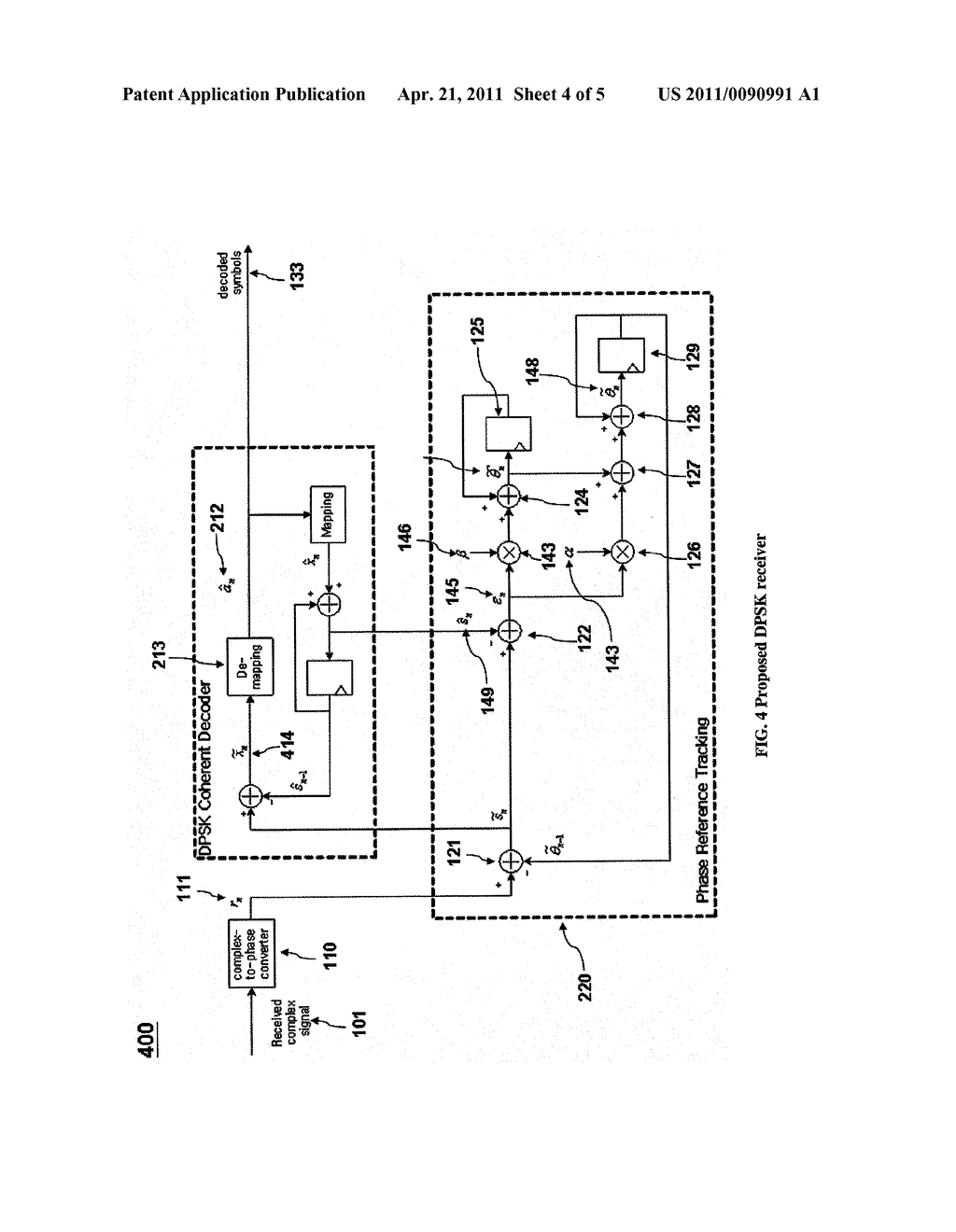 METHOD AND APPARATUS FOR PHASE REFERENCE TRACKING OF DIGITAL PHASE MODULATED SIGNALS IN THE RECEIVER - diagram, schematic, and image 05