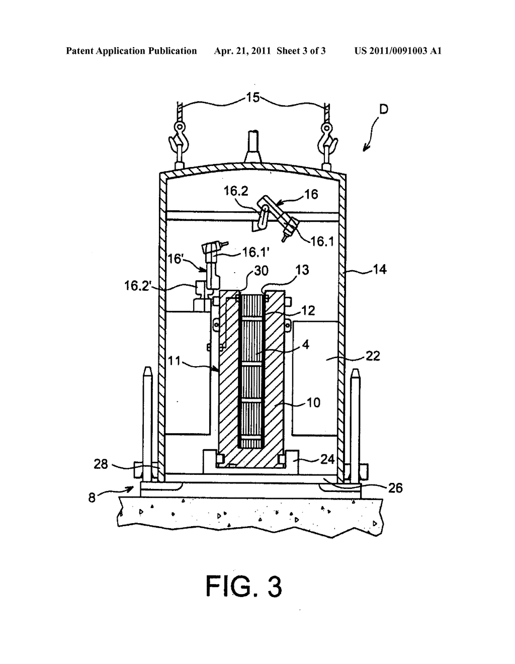 METHOD AND DEVICE FOR SEALING A CANISTER LOADED WITH IRRADIATED NUCLEAR FUEL IN A COOLING POND - diagram, schematic, and image 04