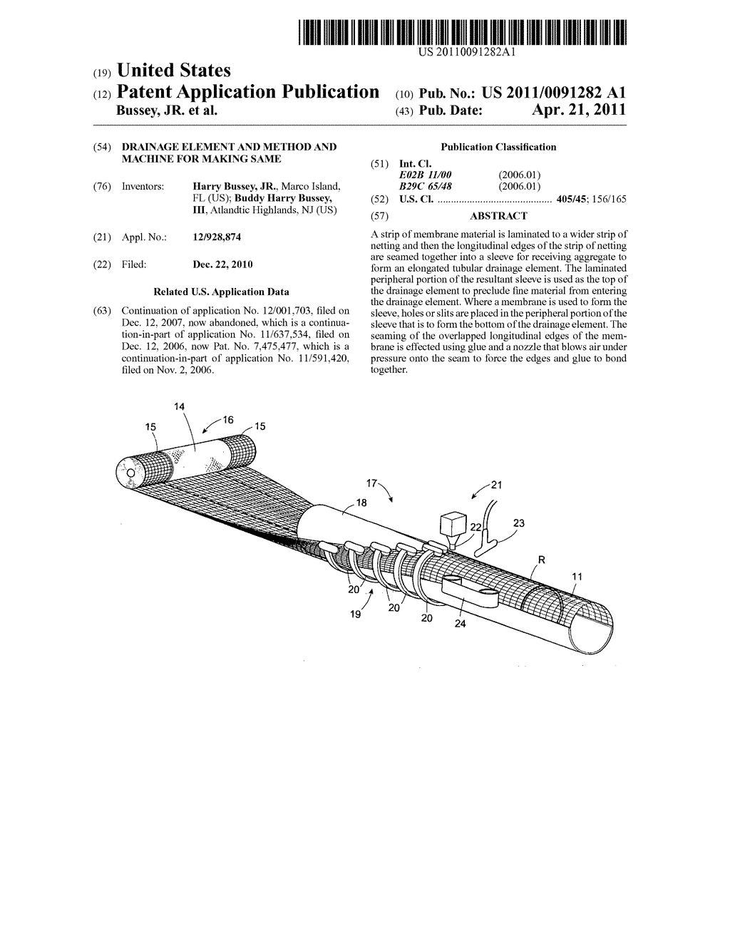 Drainage element and method and machine for making same - diagram, schematic, and image 01