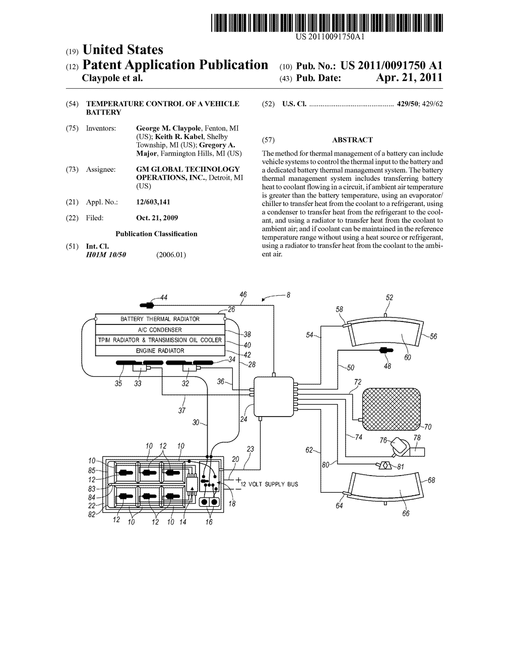 Temperature Control of a Vehicle Battery - diagram, schematic, and image 01