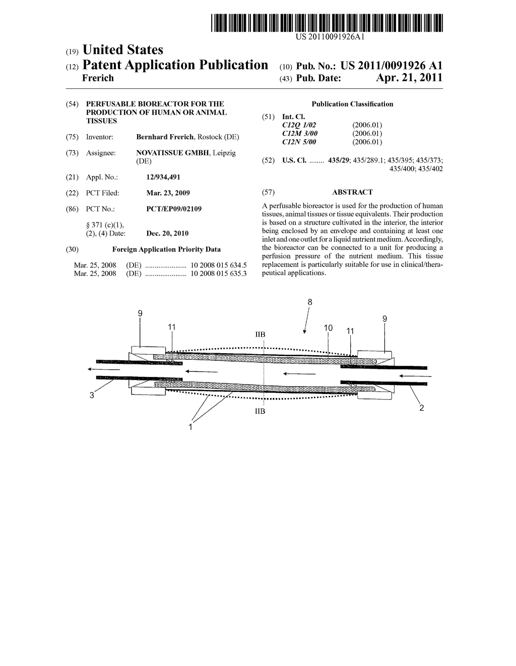 PERFUSABLE BIOREACTOR FOR THE PRODUCTION OF HUMAN OR ANIMAL TISSUES - diagram, schematic, and image 01