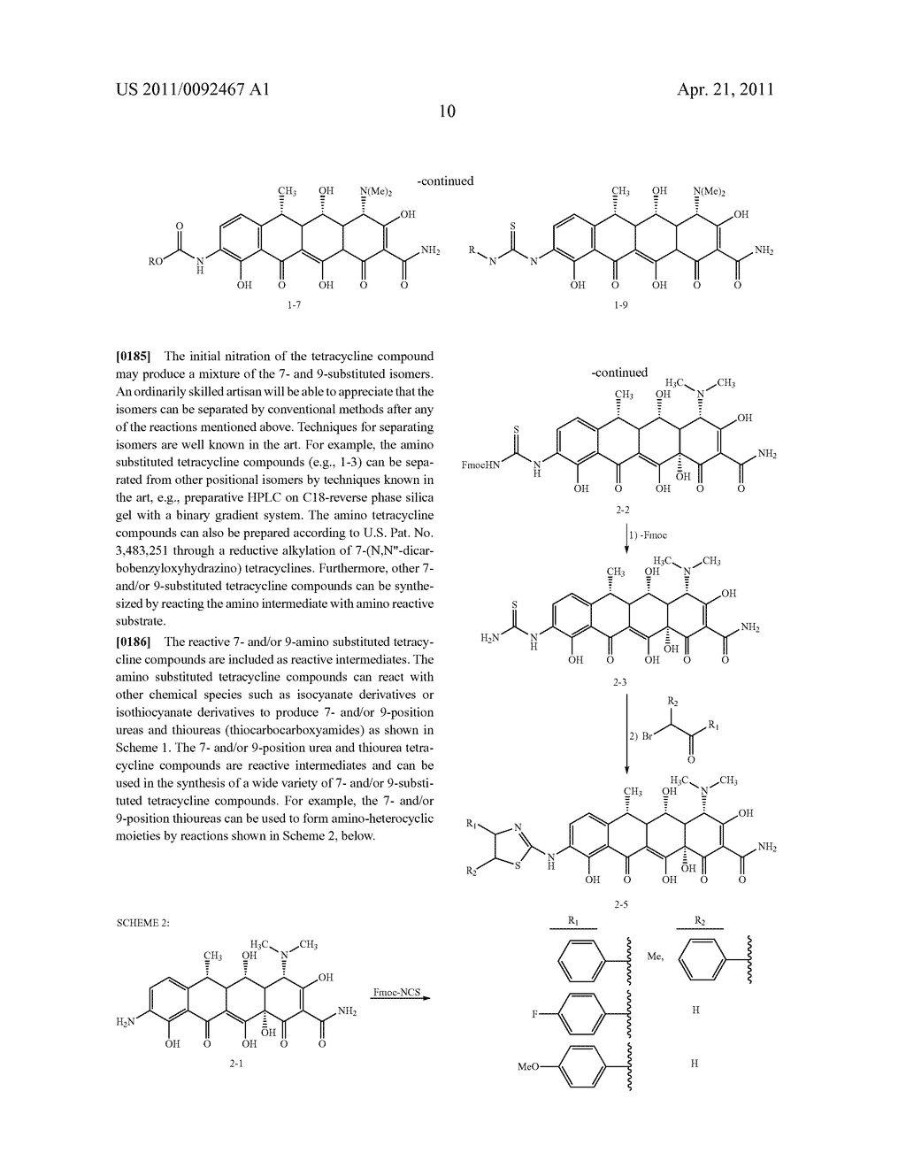 7-And 9-Carbamate, Urea, Thiourea, Thiocarbamate, And Heteroaryl-Amino Substituted Tetracycline Compounds - diagram, schematic, and image 11