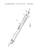 Surgical knife safety handle having user operable lock diagram and image