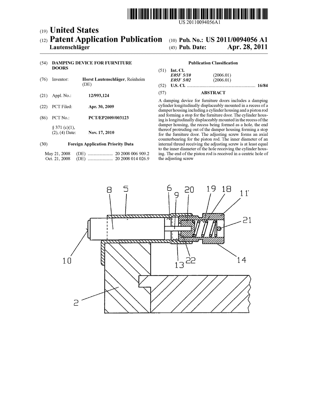 DAMPING DEVICE FOR FURNITURE DOORS - diagram, schematic, and image 01