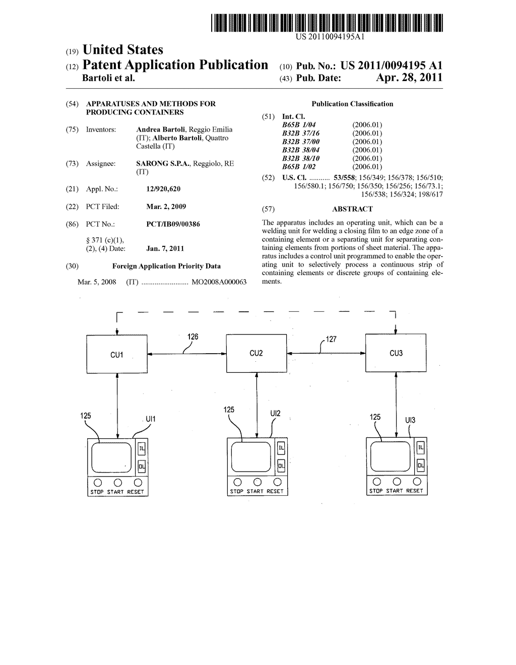 APPARATUSES AND METHODS FOR PRODUCING CONTAINERS - diagram, schematic, and image 01