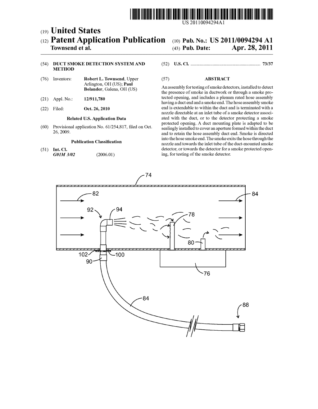 Duct Smoke Detection System and Method - diagram, schematic, and image 01