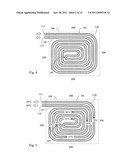 Heat absorbing or dissipating device with double-scroll piping transmitting temperature difference fluid diagram and image