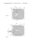 Heat absorbing or dissipating device with double-scroll piping transmitting temperature difference fluid diagram and image