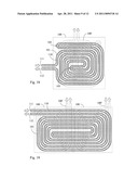 Heat absorbing or dissipating device with double-scroll piping transmitting temperature difference fluid diagram and image