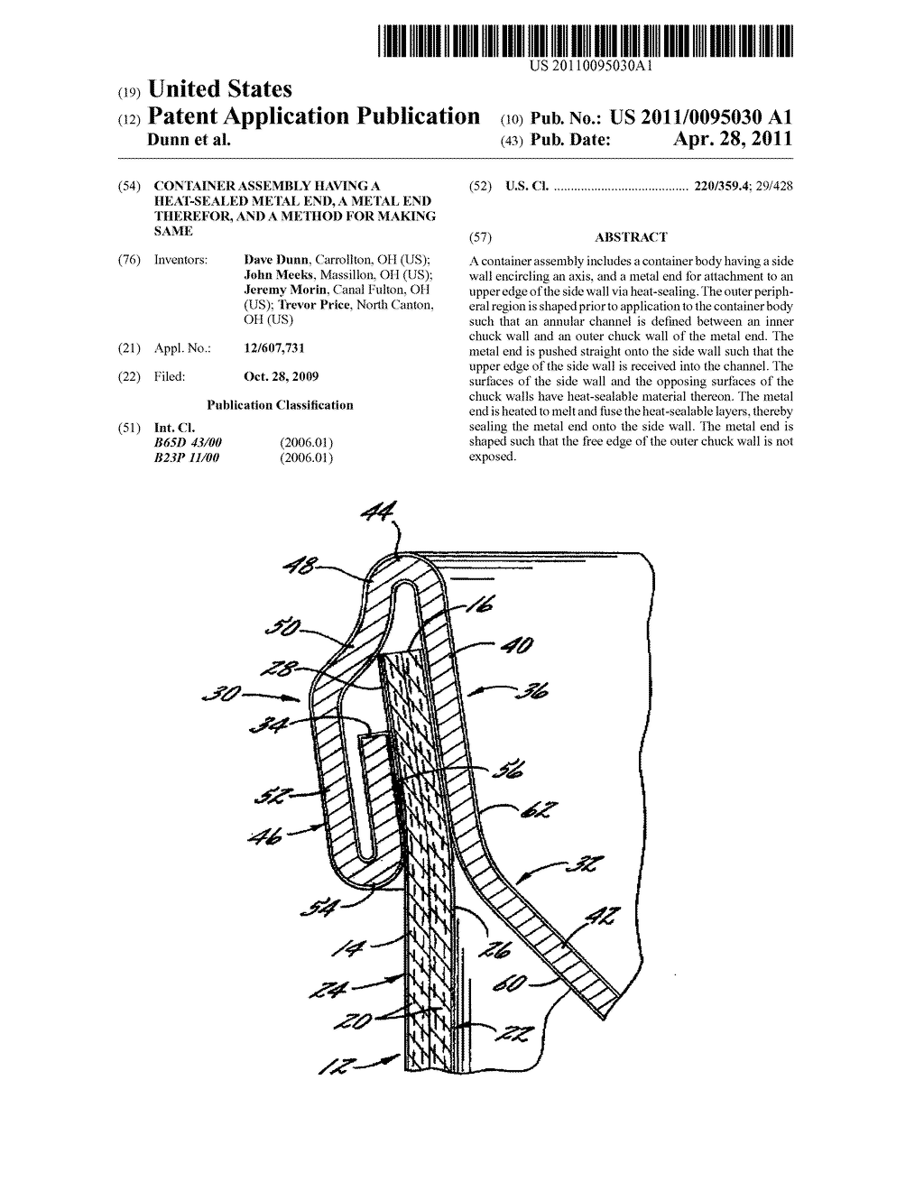 CONTAINER ASSEMBLY HAVING A HEAT-SEALED METAL END, A METAL END THEREFOR, AND A METHOD FOR MAKING SAME - diagram, schematic, and image 01