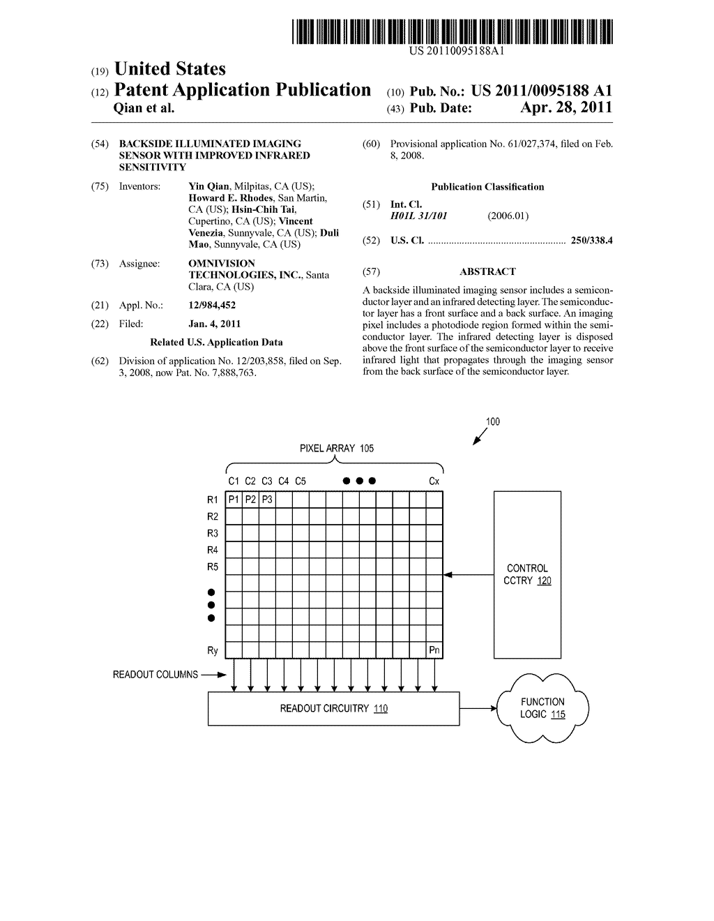 BACKSIDE ILLUMINATED IMAGING SENSOR WITH IMPROVED INFRARED SENSITIVITY - diagram, schematic, and image 01