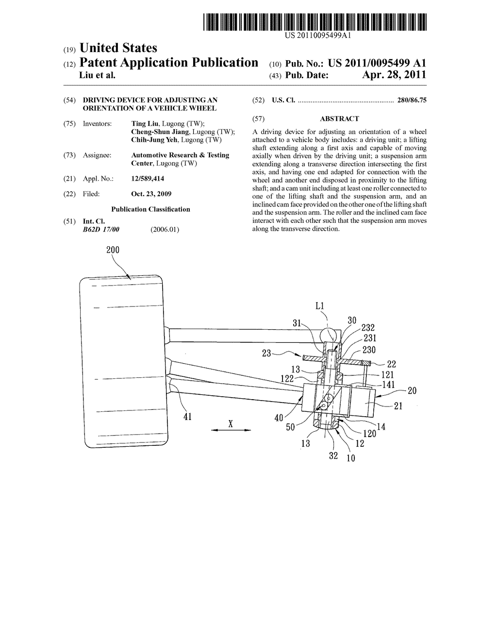 Driving device for adjusting an orientation of a vehicle wheel - diagram, schematic, and image 01