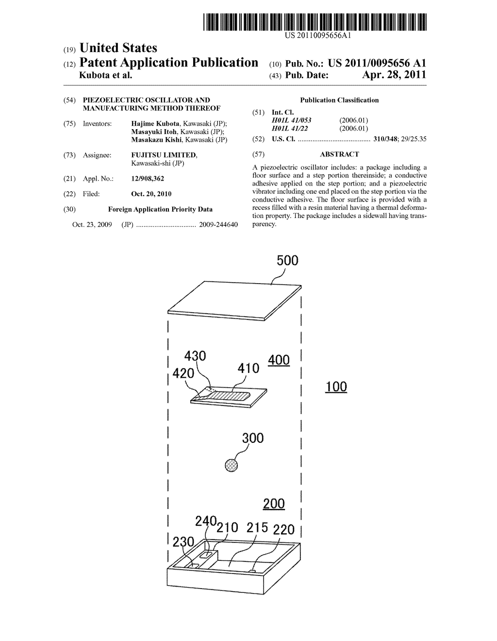 PIEZOELECTRIC OSCILLATOR AND MANUFACTURING METHOD THEREOF - diagram, schematic, and image 01